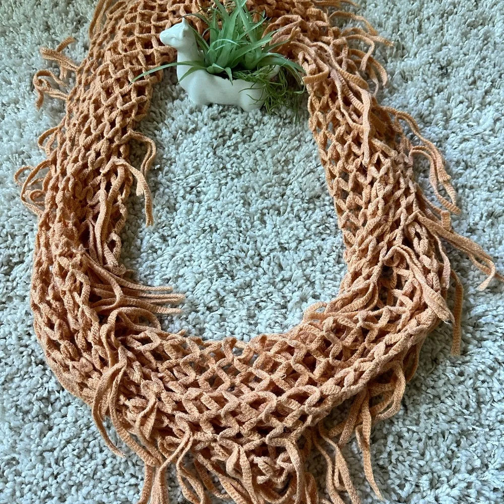 Vintage 2000s y2k orange shiny frilly cute casual preppy fringy knitted … - Picture 1 of 2